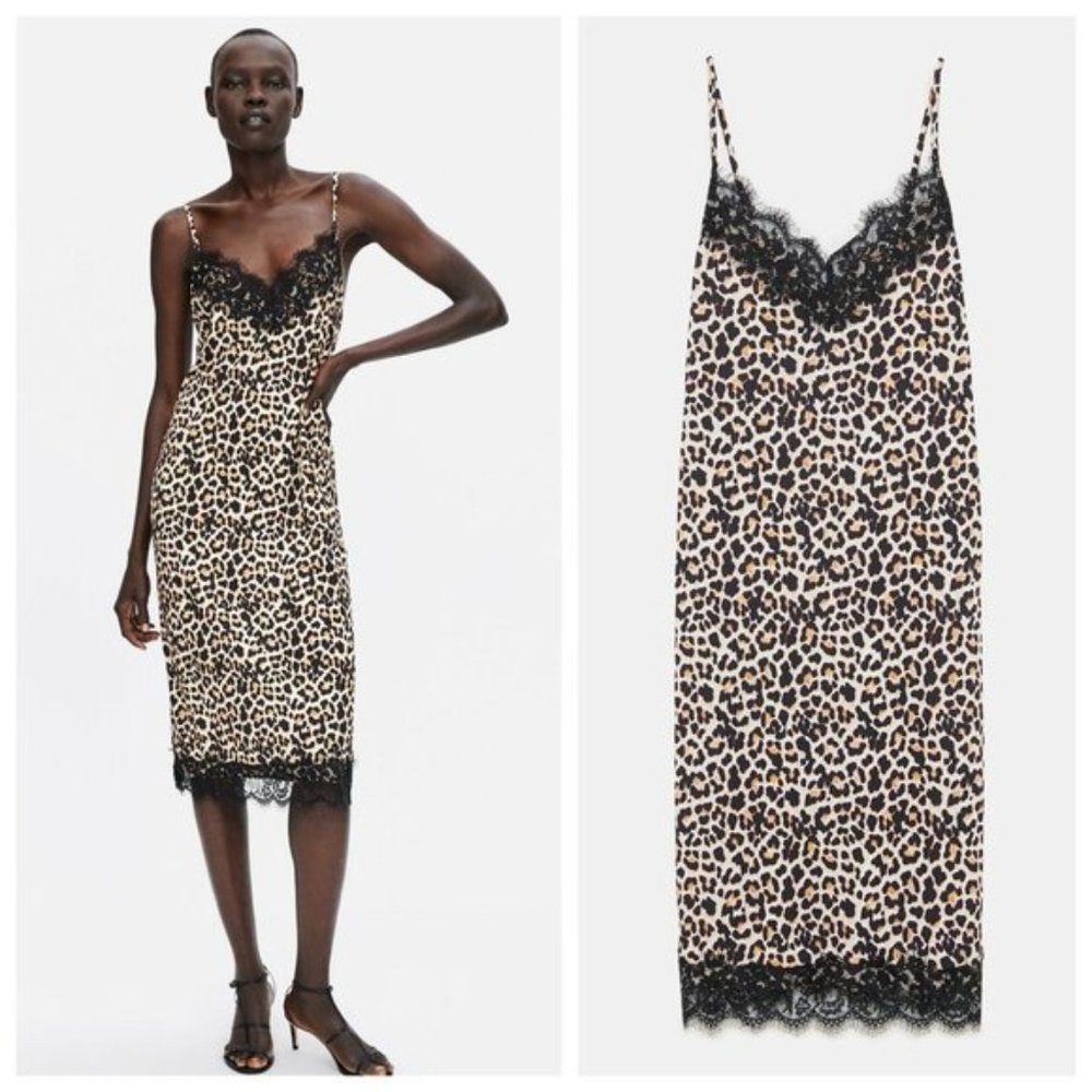 Zara Leopard Lace Slip Dress